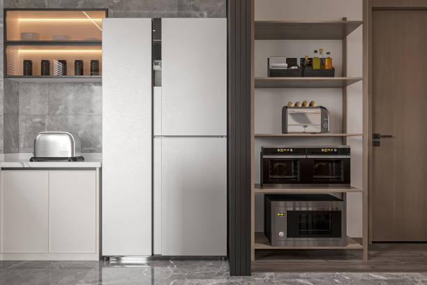istock Modern Kitchen with Built-in Appliances and Open Shelving 2181662929