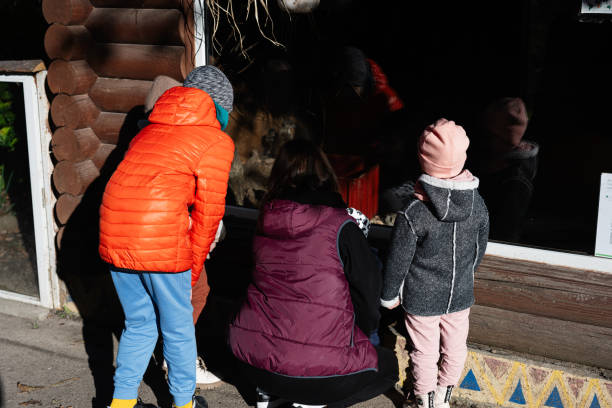 istock Family visiting a zoo exhibit on a bright autumn day 2181664087