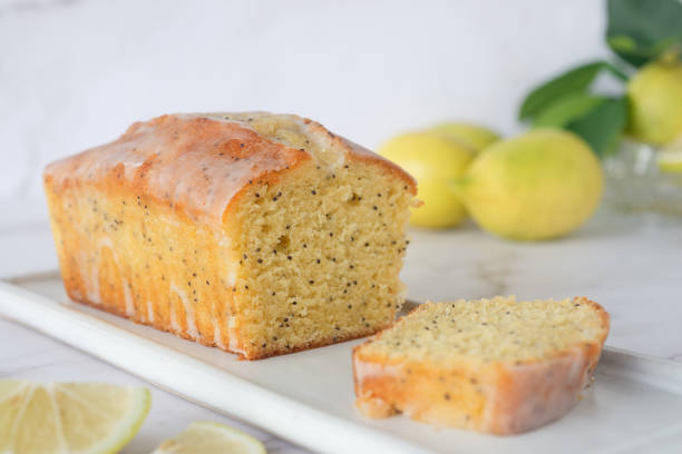 istock homemade lemon poppy seed pound cake on white ceramic tray. 2181664769