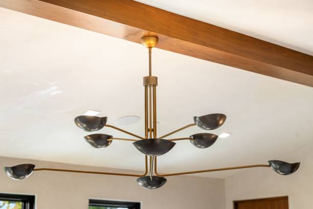 istock Gold multi-lamp chandelier with dark shades 2181671727