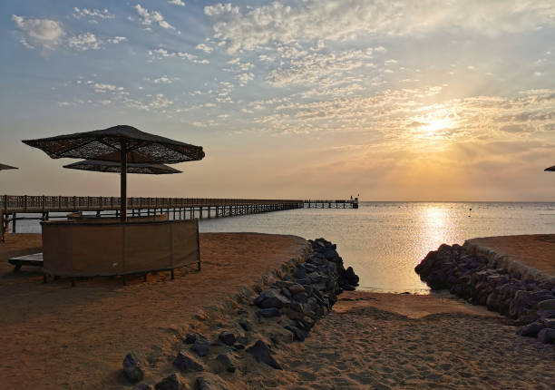 Egypt beach Red Sea Makadi Bay in the morning