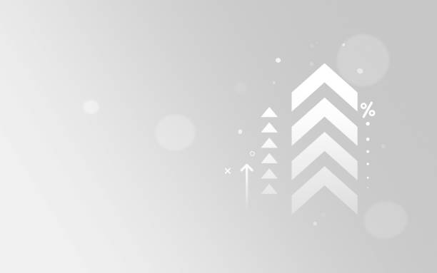 Growth arrow up success business concept on development white presentation background with increase progress chart symbol. Goal achievement finance graph profit forward direction motivation strategy.
