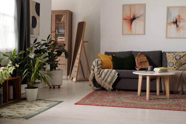istock Cozy Living Room with Modern Art and Plants 2181683514