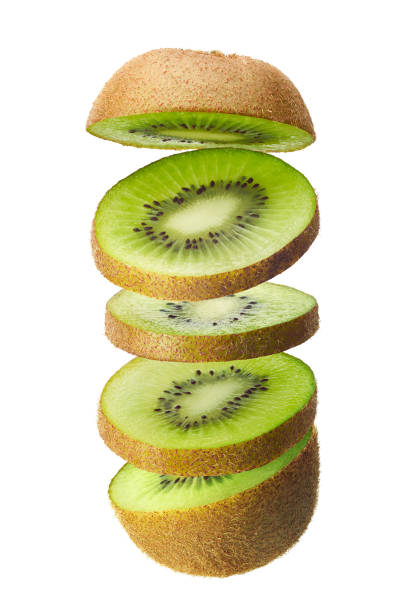 istock Layers of ripe kiwi fruit isolated on white 2181686951