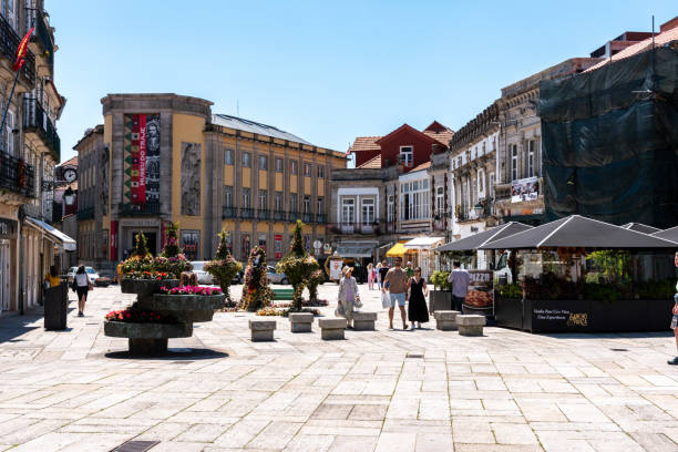 Viana do Castelo, Portugal - Mai 25, 2024 - Republic square in Viana do Castelo on a sunny spring day, Portugal