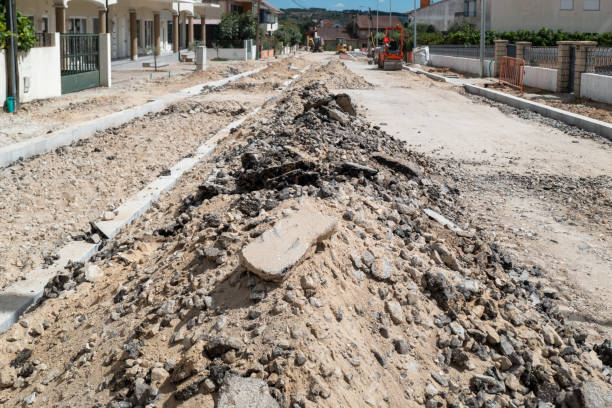 istock Debris from public works in a residential area 2181693611