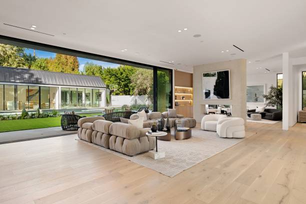 istock Modern luxury living room with garden view. 2181694171