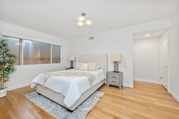 istock Modern bedroom with elegant decor and cozy bed. 2181694194