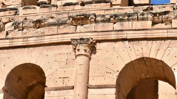 istock Corinthian Column and Two Arches on Roman Amphitheater Facade 2181695309