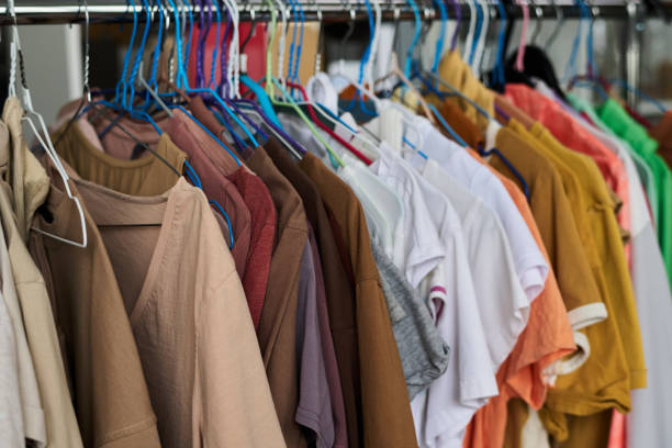 istock Casual attire of various colors on rack 2181696445