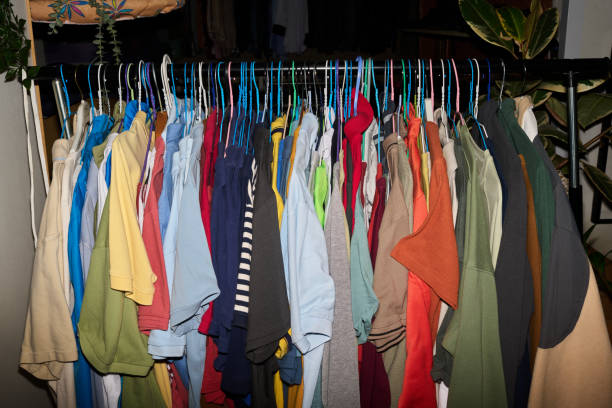istock Long rack with used casual attire 2181696468