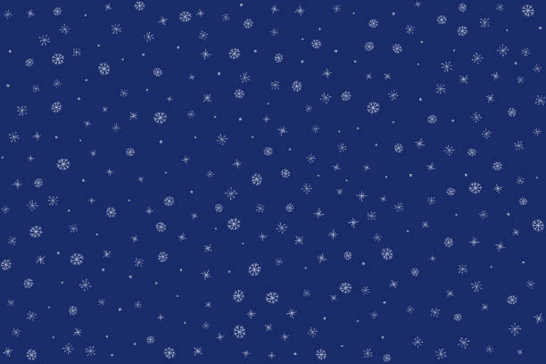 Seamless winter or Christmas snowflake background Snow hand drawn background. This illustration is designed to make a smooth seamless pattern if you duplicate it vertically and horizontally to cover more space. dark blue night stock illustrations