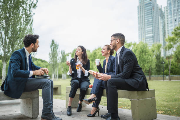 istock Business Team Lunch Break Outdoors 2181698208