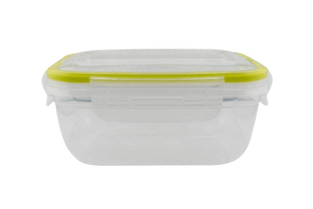 istock Empty transparent plastic food container isolated on white background.  Plastic transparent container with lid. 2181699550