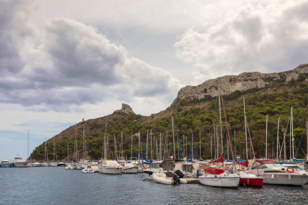The rock formation Sella del Diavolo (Devil's Saddle), a landmark and a popular place for hiking at the coast near Cagliari, Sardinia.