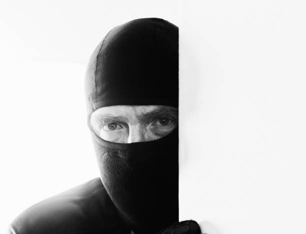 Burglar or other predator wearing a black ski mask.