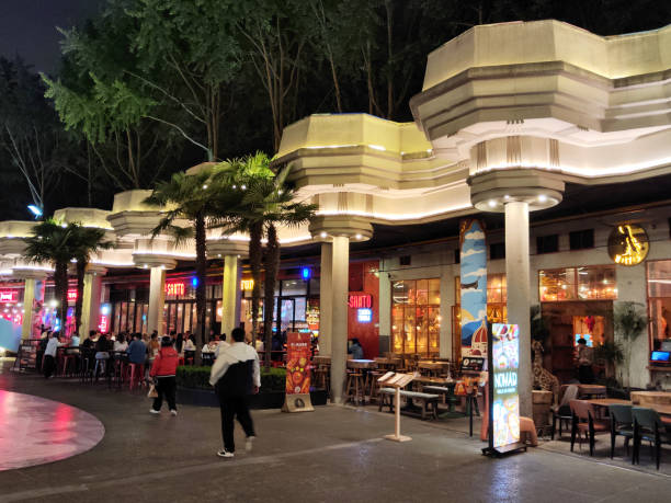 People at Found 158, an underground area with a central atrium enclosed with bars, restaurants and clubs in Huangpu district of Shanghai, China.