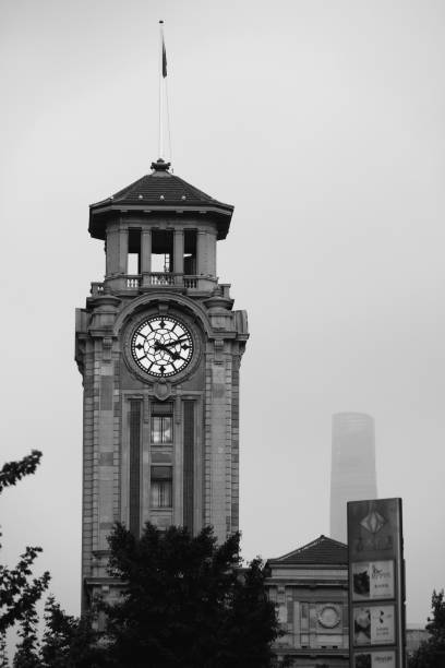 The iconic clock tower of Shanghai History museum, an historic building in Shanghai's Huangpu District, in China