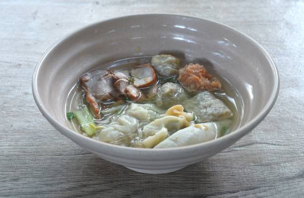 istock boiled Hakka meatball made from chop pork stuffing fried tofu with bean sprout and cabbage topping dumpling in soup 2181726519