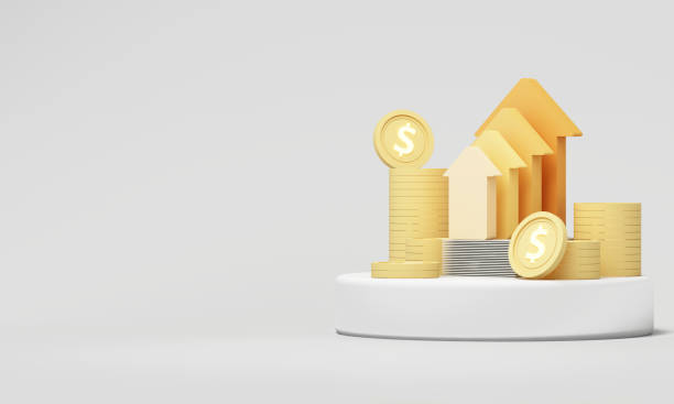 istock 3D rendering with gold and yellow tones, symbolizing wealth and growth. Features stacked coins and upward arrows, representing financial development. Perfect for concepts of investment and success. 2181728868