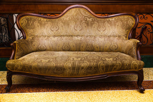 Antique, medieval, soft sofa in the living room.