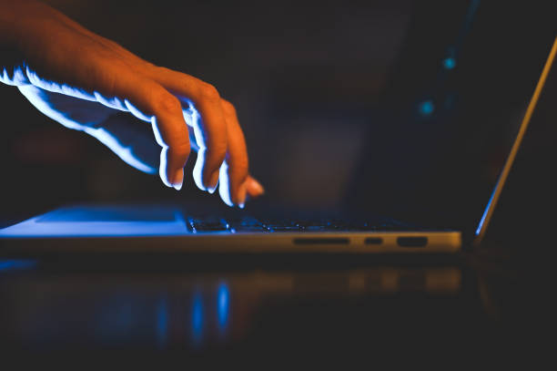 istock Close up of a hand working on laptop. 2181737308