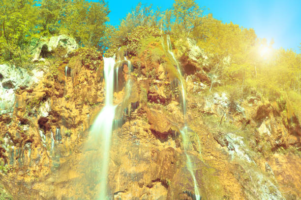 long exposure of the Veliki slap waterfall of Plitvice Lakes National Park in Croatia in the Lika region. UNESCO World Heritage of Croatia named Plitvicka Jezera.