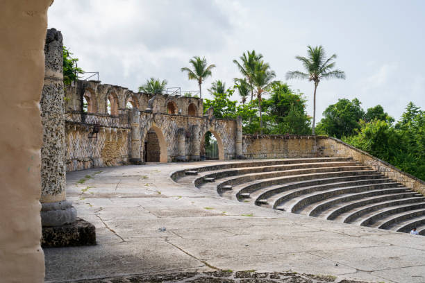 Altos de Chavon amphitheater, a tourist attraction, re-creation of a old Mediterranean style village in La Romana near the Chavon river, Carribean travel,Dominican republic.