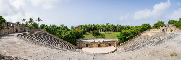 Altos de Chavon amphitheater, a tourist attraction, re-creation of a old Mediterranean style village in La Romana near the Chavon river, Carribean travel,Dominican republic.