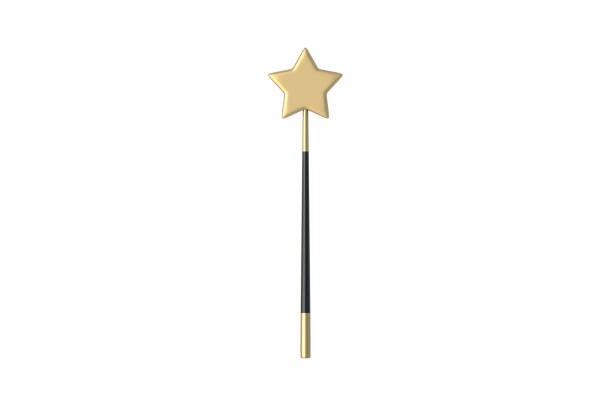 istock Single magic wand with star isolated on white background. Fairy stick. Top view. 3d render 2181740296