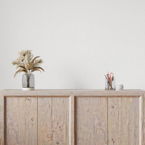 istock Wall mockup background empty in room interior, Farmhouse style, 3d render 2181740459