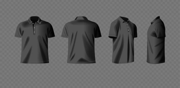 istock Black Polo Shirts Are Displayed In Front Back And Side Perfect For Apparel Design Fashion Mockups And Clothing Stores 2181742264