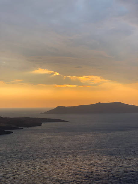 istock Beautiful seascape on sunset on Santorini 2181742427