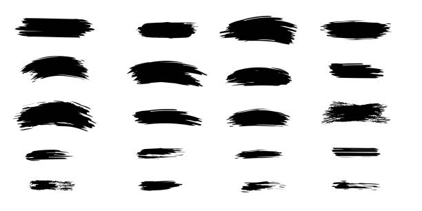Set of brush strokes of different shapes. Vector illustration of black stripes elements. Grunge backgrounds.