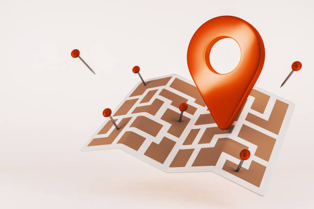 istock Navigation map with pins and location marker on abstract background. 3D Rendering 2181745980