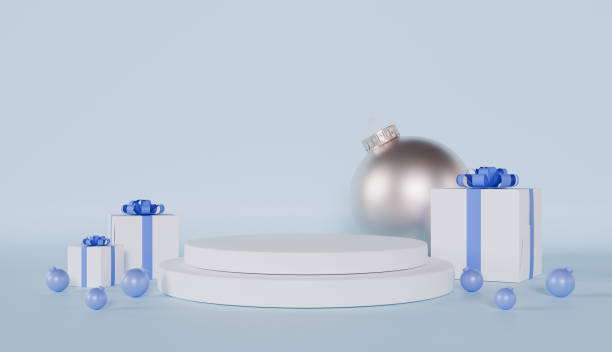istock A festive Christmas table setting with wrapped gifts, adorned with ribbons and bows, creates a joyful holiday atmosphere 2181747948