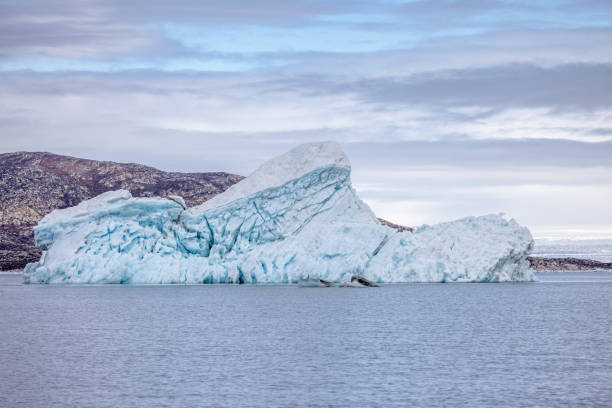 istock Iceberg floating in front of a rocky wall 2181751057
