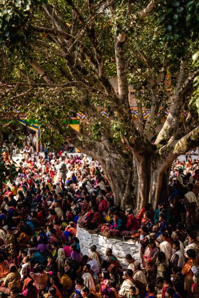 istock Crowd gathered under a tree during a cultural festival 2181751580