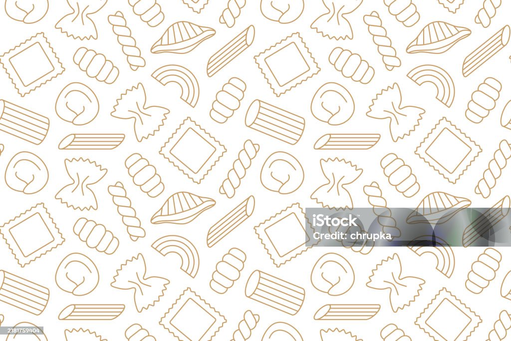 Pattern Pastelli Seamless Pattern With Different Pasta Types Penne Ravioli Butterflies ...