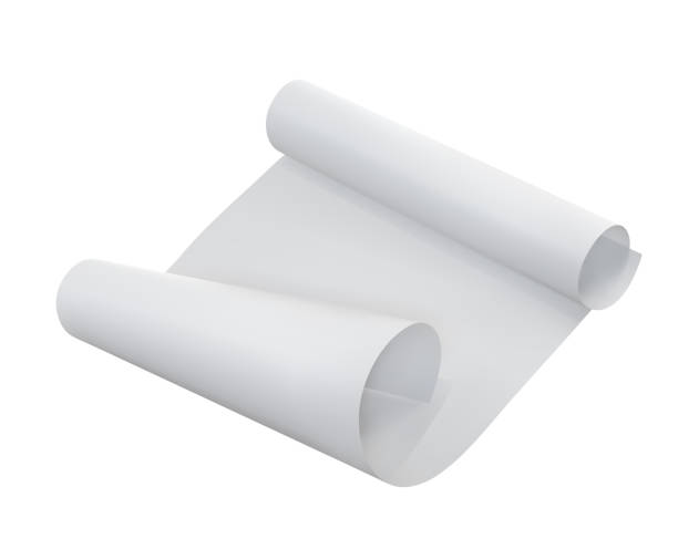 istock A large sheet of white paper with rolled edges on a white background. Vector illustration 2181760472