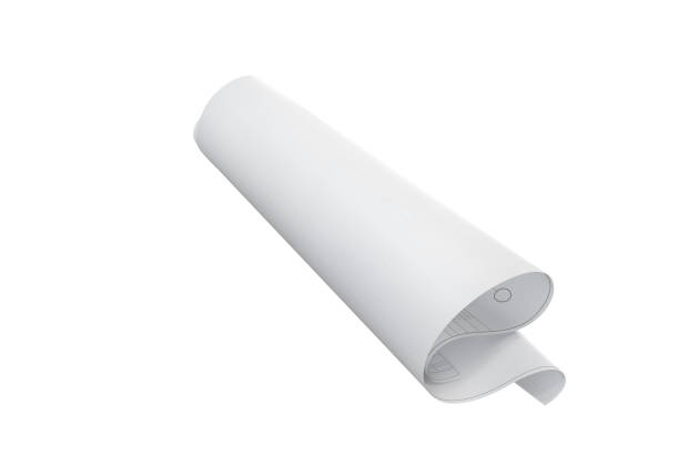 istock sheet of paper with blueprints curled on a white background. Vector illustration 2181760868