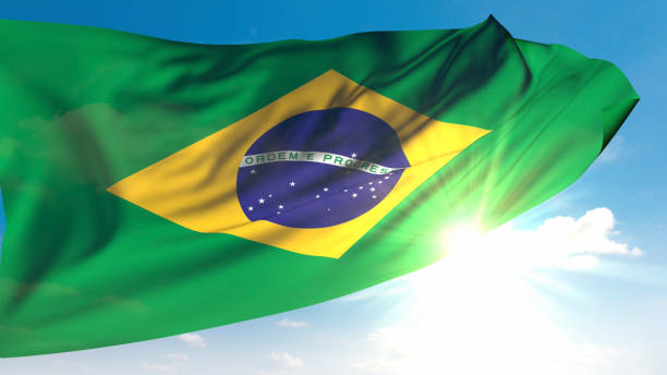 istock Brazilian Flag Waving in Sunny Sky 2181769397