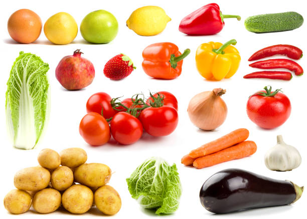 istock Fruits and vegetables isolated on white 2181770081