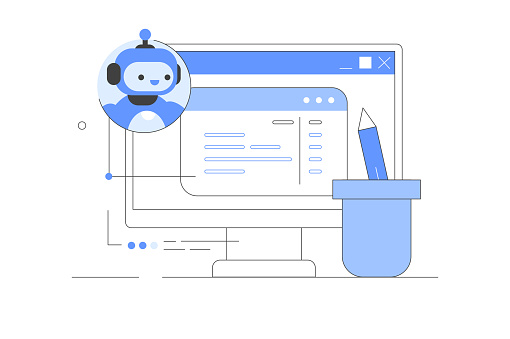 Artificial Intelligence Computer Screen Using Ai Chat Bot For Writing ...
