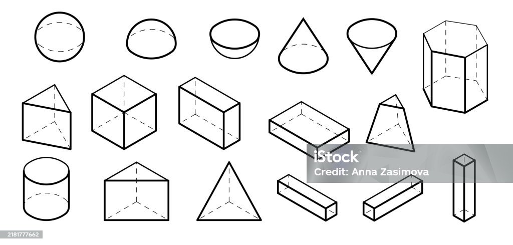 Shape Figure Isometric Basic Geometric Shapes Black Simple Volumetric Figure With ...