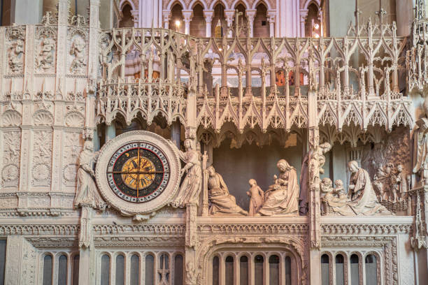 Detail of a statue inside Chartres cathedral in France