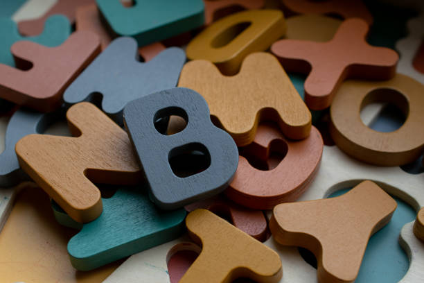 Wood letters in a box.