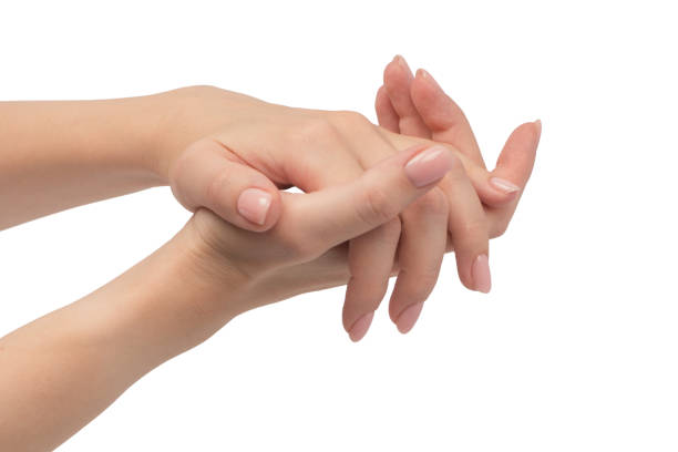 istock Woman hands with nude manicure isolated on a white background. 2181791843