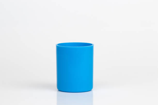 istock Cyan plastic cylindrical cap, cylinder shaped object, hollow side up, isolated on white background. 2181795384