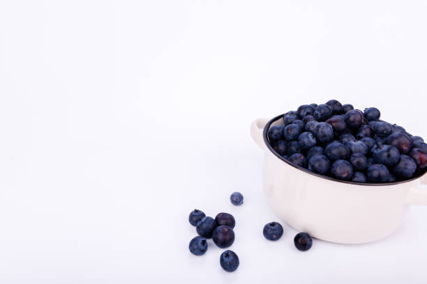istock Blueberries in a small ceramic pot on an infinite white background, showcasing fresh and healthy fruit in a clean, minimalist composition 2181799561